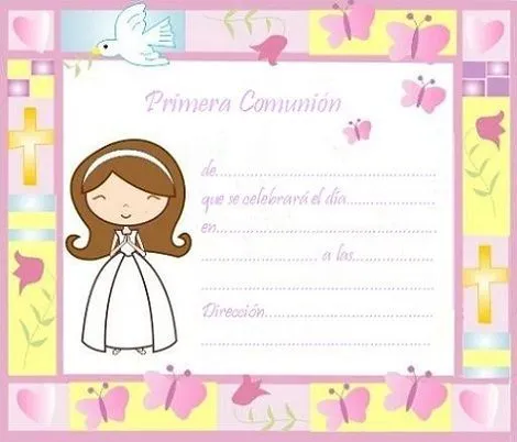 invitaciones-comunion-imprimir-gratis-nina-colores | invitations ...