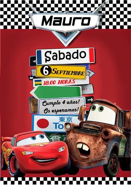 Invitaciónes para cumple de cars - Imagui