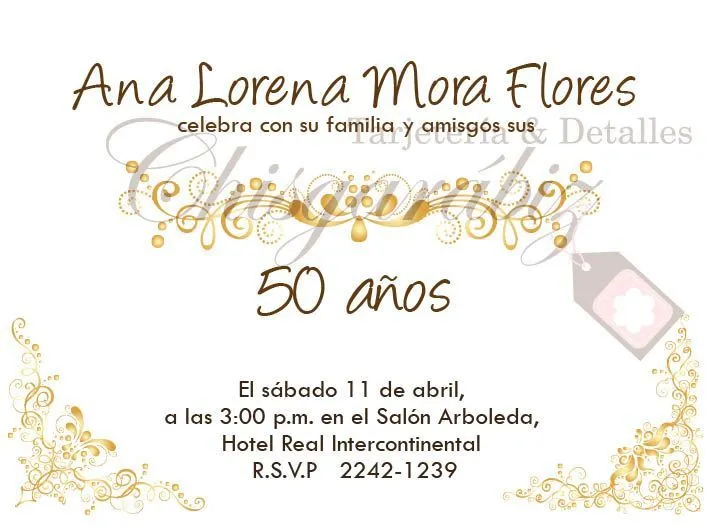 Tarjeta de invitación de 50 años - Imagui