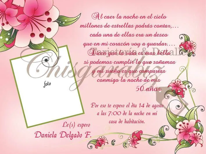 Invitaciónes para cumpleaños 50 años mujer - Imagui Invitaciónes para cumpleaños 50 años mujer - Imagui