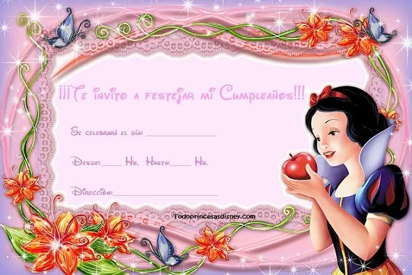 Invitaciones de Cumpleaños con Blancanieves | Princesas Disney Invitaciones de Cumpleaños con Blancanieves | Princesas Disney