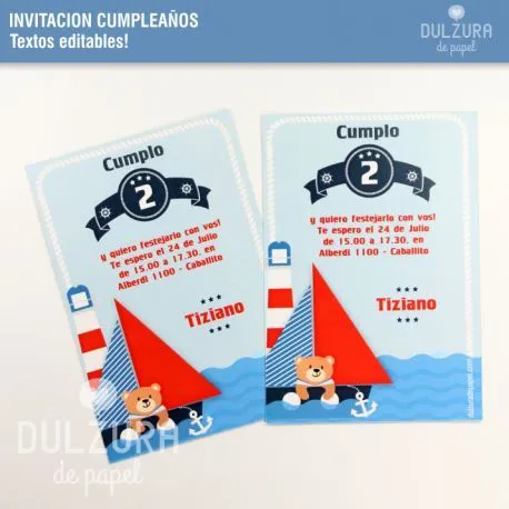 Invitaciones para Cumpleaños estilo Nautico. #imprimible #osito ...