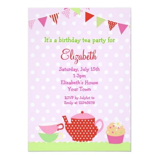 Invitaciones del cumpleaños de la fiesta del té invitación 12,7 x ... Invitaciones del cumpleaños de la fiesta del té invitación 12,7 x ...