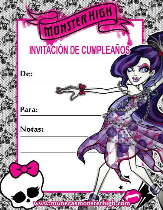 Invitaciones de cumpleaños para imprimir de Monster High Invitaciones de cumpleaños para imprimir de Monster High