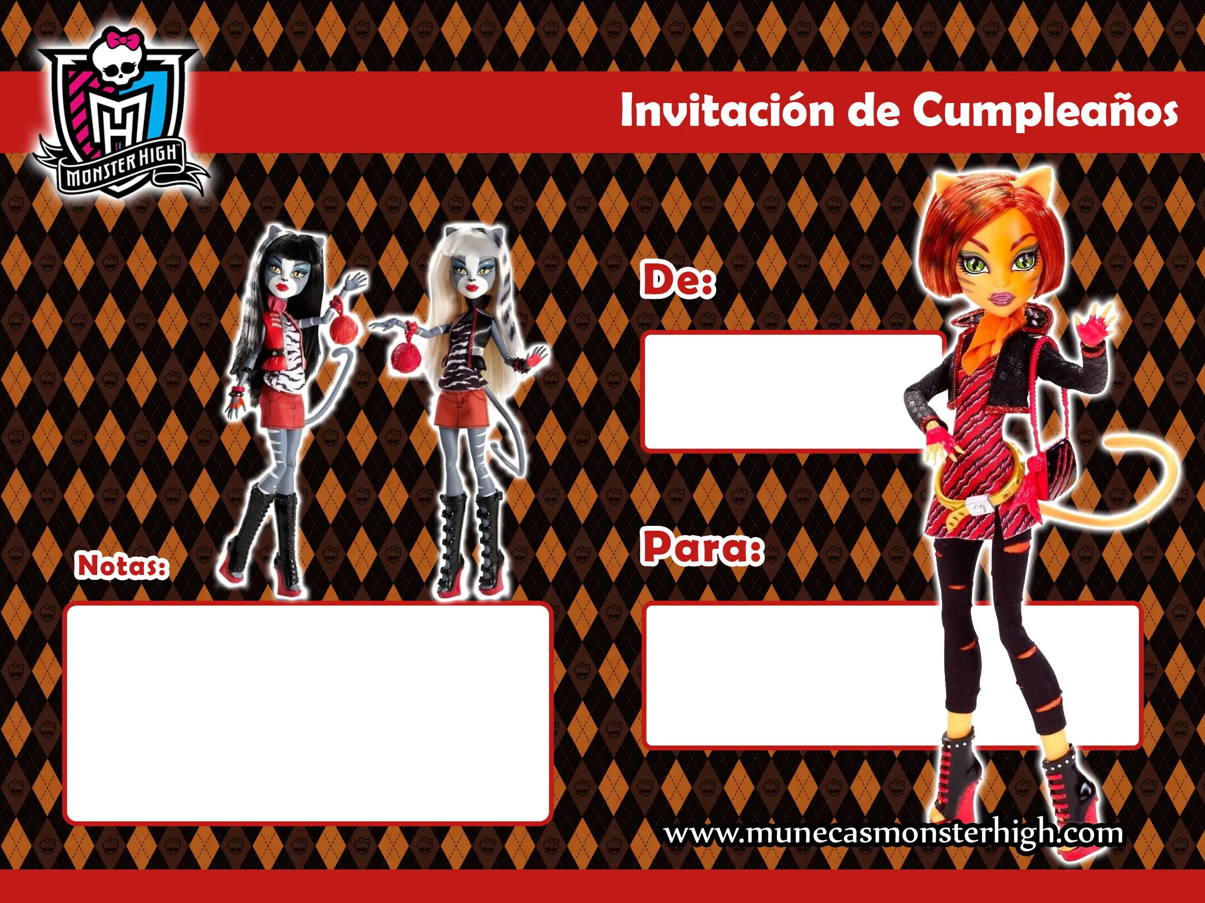 Invitaciones de cumpleaños para imprimir de Monster High Invitaciones de cumpleaños para imprimir de Monster High