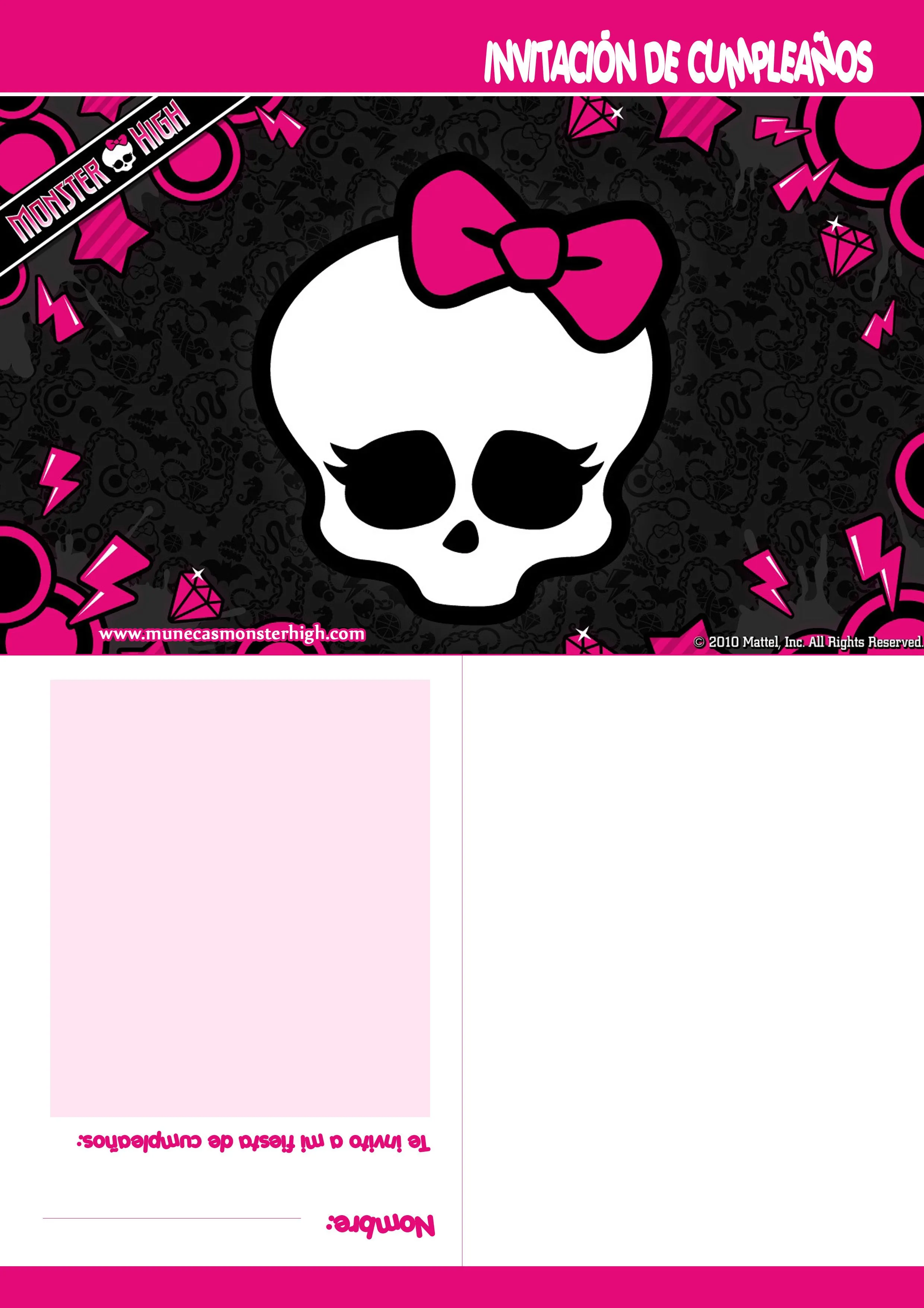Invitaciones de cumpleaños para imprimir de Monster High