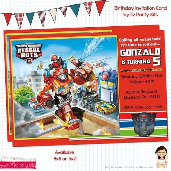 Invitaciónes de cumpleaños para imprimir de transformers - Imagui
