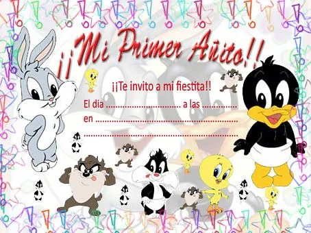Invitaciónes cumpleaños baby looney tunes - Imagui Invitaciónes cumpleaños baby looney tunes - Imagui