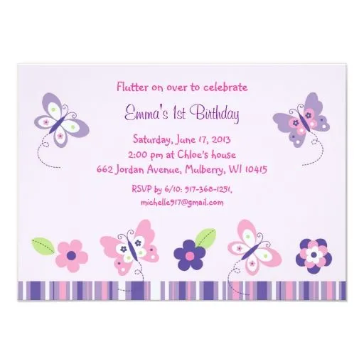 Invitaciones del cumpleaños de la mariposa invitación 4.5" x 6.25 ... Invitaciones del cumpleaños de la mariposa invitación 4.5" x 6.25 ...