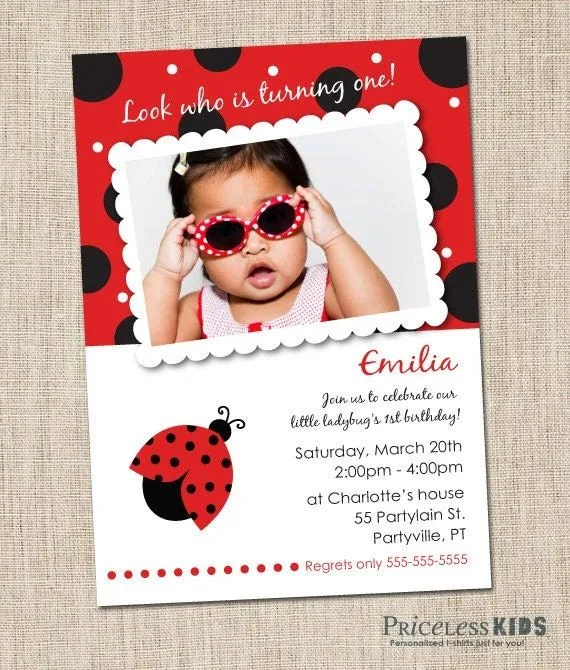 Invitaciones de cumpleaños de mariquita por PricelessKids en Etsy Invitaciones de cumpleaños de mariquita por PricelessKids en Etsy
