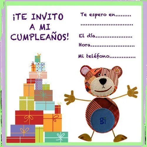 Invitaciones de cumpleaños con el Oso Traposo para niños ... Invitaciones de cumpleaños con el Oso Traposo para niños ...