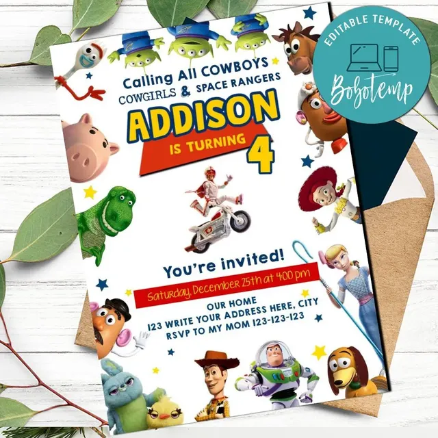 invitaciones de cumpleaños de toy story 4 para editar | Bobotemp