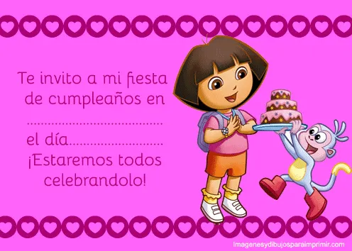 Invitaciones de dora la exploradora para imprimir-Imagenes y ...