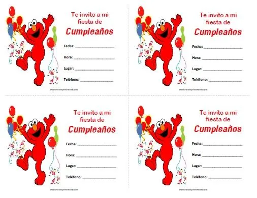 Invitaciones de Elmo - Para Imprimir Gratis - ParaImprimirGratis.com Invitaciones de Elmo - Para Imprimir Gratis - ParaImprimirGratis.com
