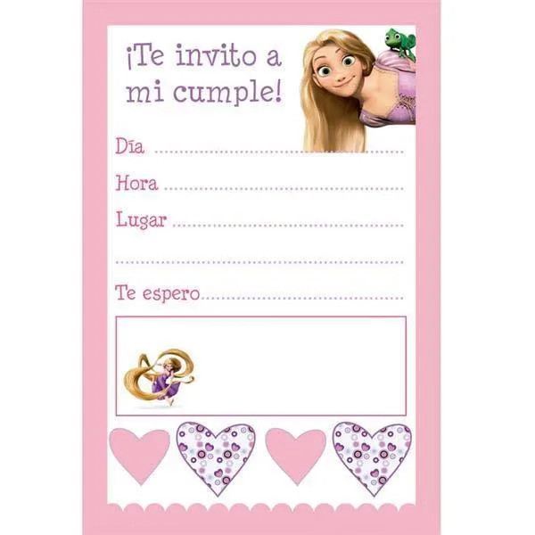 Invitaciones de enredados o Rapunzel para imprimir gratis