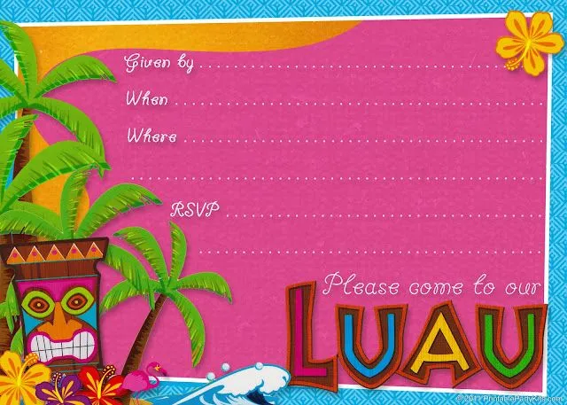 Invitaciones, etiquetas y toppers de Fiesta Hawaiana para imprimir ... Invitaciones, etiquetas y toppers de Fiesta Hawaiana para imprimir ...