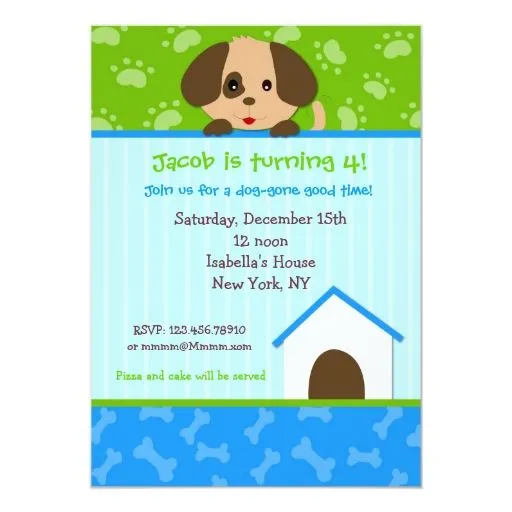 Invitaciones de la fiesta de cumpleaños del perro invitación 5" x ... Invitaciones de la fiesta de cumpleaños del perro invitación 5" x ...