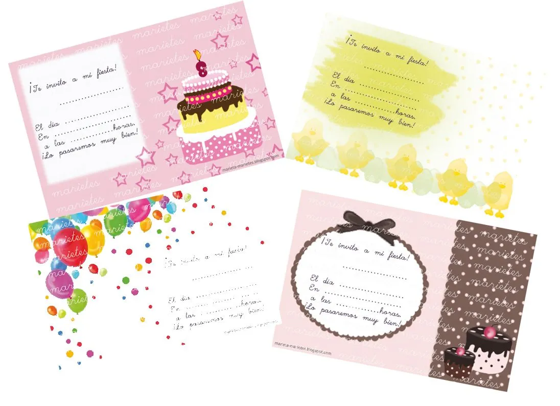 Invitaciones para fiesta de Cumpleaños "GRATIS" | marietes ilustracion Invitaciones para fiesta de Cumpleaños "GRATIS" | marietes ilustracion