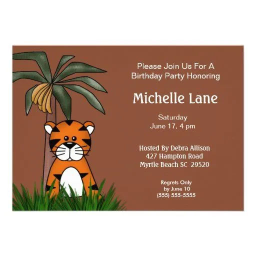 Invitaciones de la fiesta de cumpleaños del tigre invitación de ...