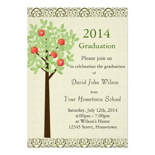 Invitaciones de la fiesta de graduación. Árbol fru de Zazzle.