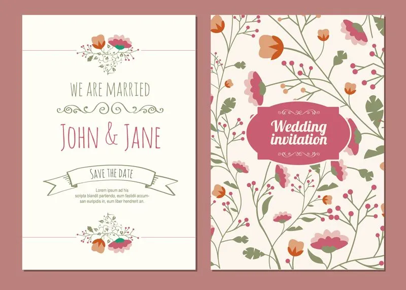 Invitaciones flores de la boda de material de vectores de dibujos ... Invitaciones flores de la boda de material de vectores de dibujos ...
