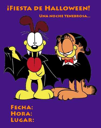 Invitaciones de Garfield para Halloween | Fiesta101 Invitaciones de Garfield para Halloween | Fiesta101