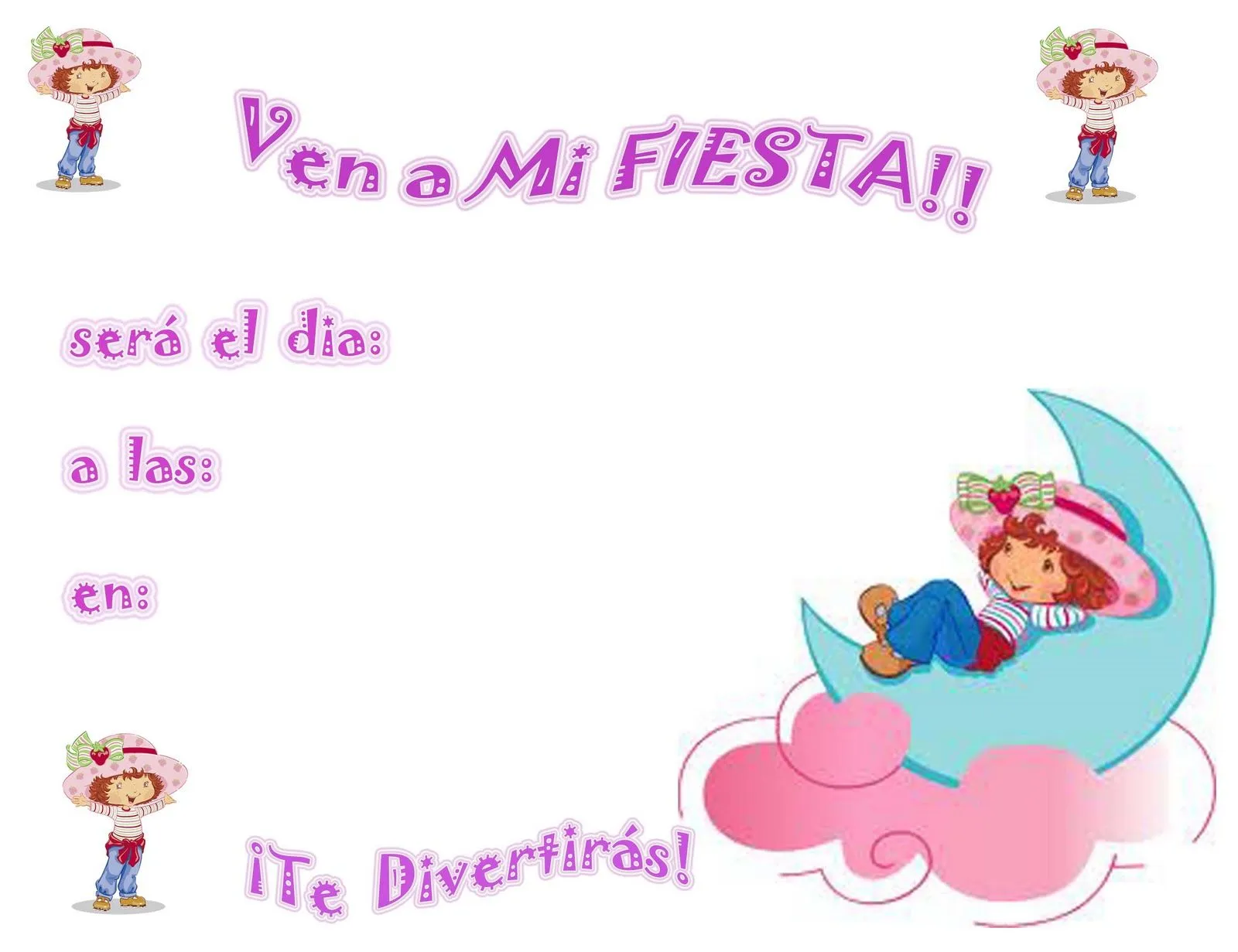 Invitaciónes gratis de rosita fresita bebé - Imagui