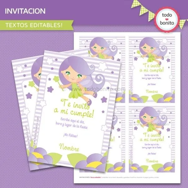 Invitaciones de hada para imprimir
