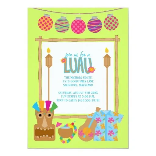 Invitaciones hawaianas del fiesta de Luau Invitación 12,7 X 17,8 ... Invitaciones hawaianas del fiesta de Luau Invitación 12,7 X 17,8 ...