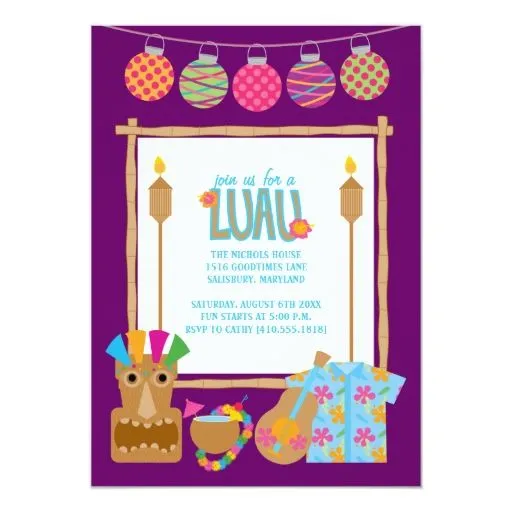 Invitaciones hawaianas del fiesta de Luau Invitación 5" X 7" | Zazzle Invitaciones hawaianas del fiesta de Luau Invitación 5" X 7" | Zazzle