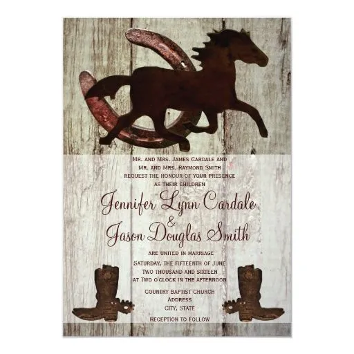 Invitaciones de herradura del boda del caballo de invitación 5" x ...