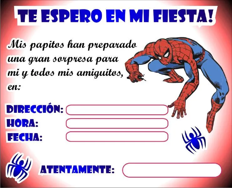 Buscar invitaciónes del hombre arana - Imagui