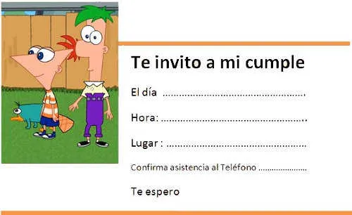 Invitaciones para imprimir de Phineas y Ferb | Fiesta101 Invitaciones para imprimir de Phineas y Ferb | Fiesta101