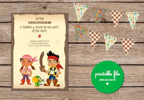 Invitaciónes de jake y los piratas del nunca jamas - Imagui