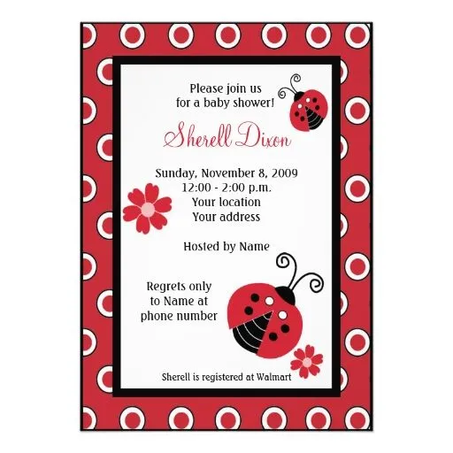 Invitaciones de mariquitas para baby shower - Imagui
