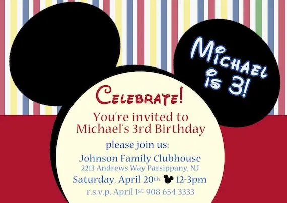 Invitaciones de Mickey Mouse Clubhouse cumpleaños por CMLDesigns Invitaciones de Mickey Mouse Clubhouse cumpleaños por CMLDesigns