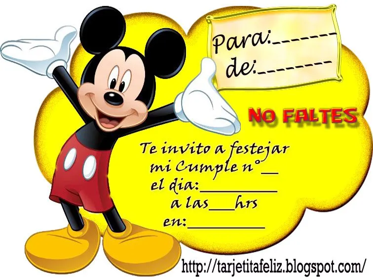Tarjetas de invitación para imprimir gratis de Mickey - Imagui Tarjetas de invitación para imprimir gratis de Mickey - Imagui