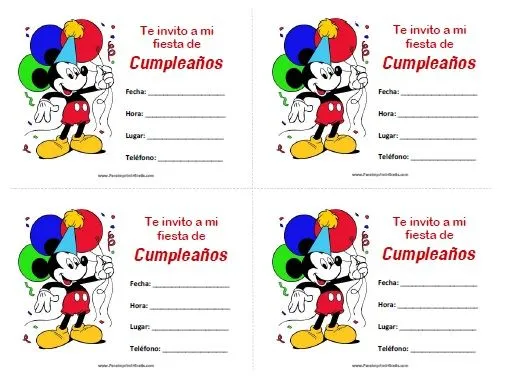 Invitaciones de Mickey Mouse - Para Imprimir Gratis ... Invitaciones de Mickey Mouse - Para Imprimir Gratis ...