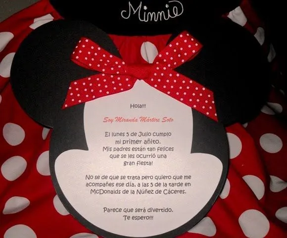 Diseño tarjeta Minnie - Imagui