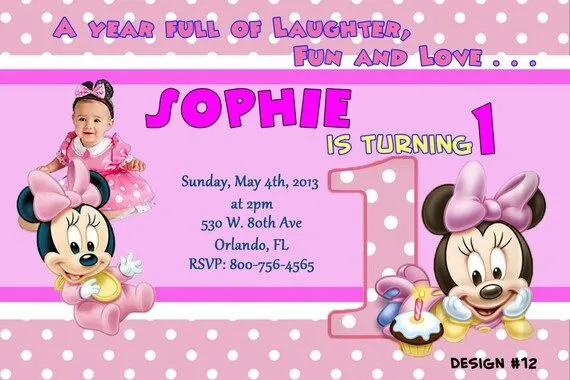 Invitaciones de Minnie Mouse personalizadas - Imagui