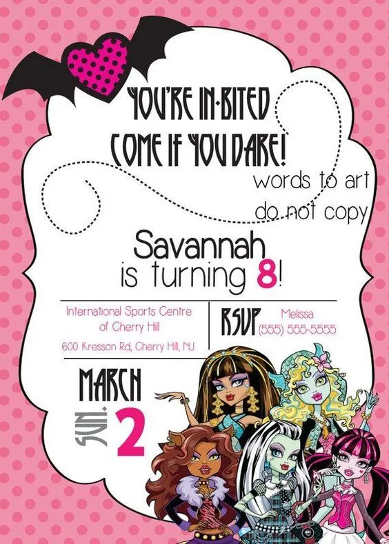 Invitaciones de monster high - Decoracion de Fiestas Invitaciones de monster high - Decoracion de Fiestas