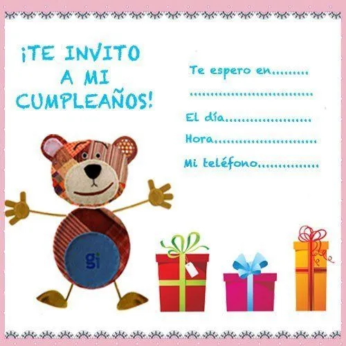 Invitaciones del Oso Traposo para fiestas de cumpleaños infantiles ...