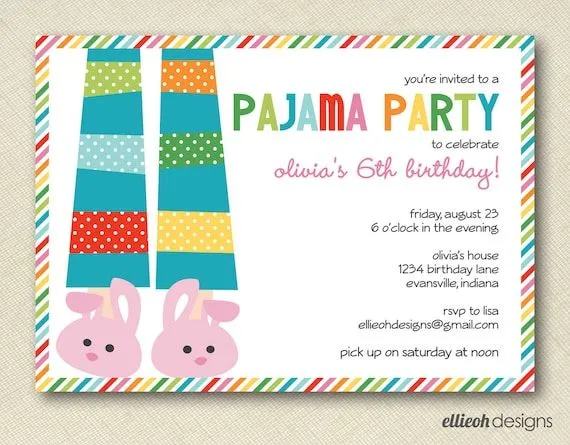 pajama party birthday invite double-sided by ellieohdesigns pajama party birthday invite double-sided by ellieohdesigns