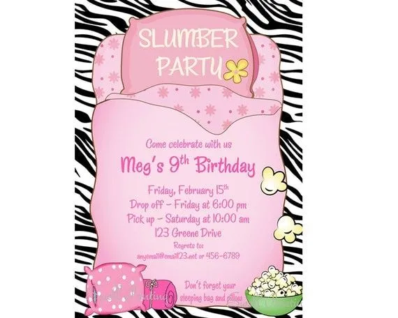 Invitación del cumpleaños pijamada invitación por SwellPrinting Invitación del cumpleaños pijamada invitación por SwellPrinting