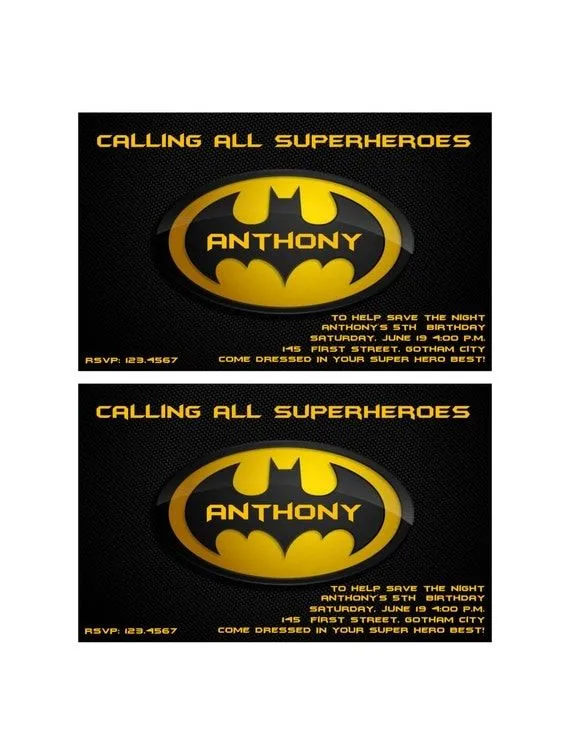 Invitaciónes de batman gratis - Imagui
