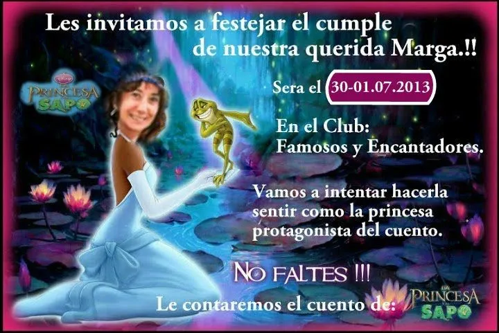 Invitaciónes de la princesa y el sapo - Imagui Invitaciónes de la princesa y el sapo - Imagui
