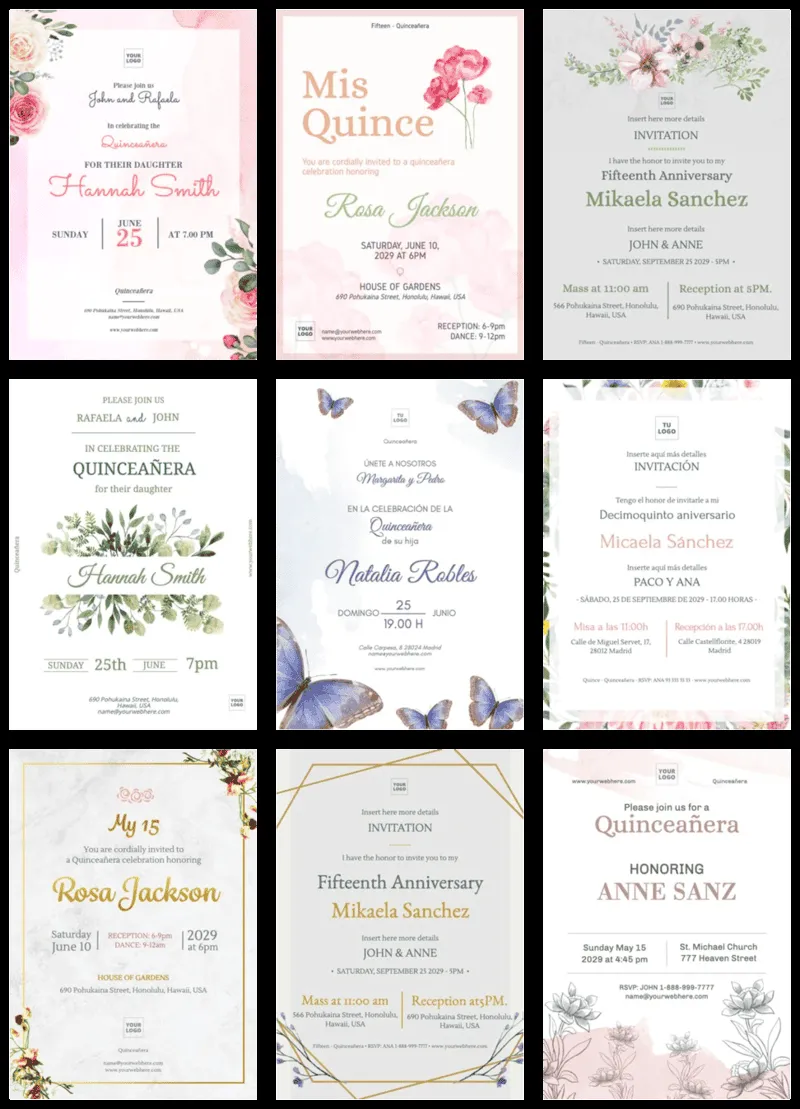 Invitaciones de Quinceañera para editar gratis Invitaciones de Quinceañera para editar gratis