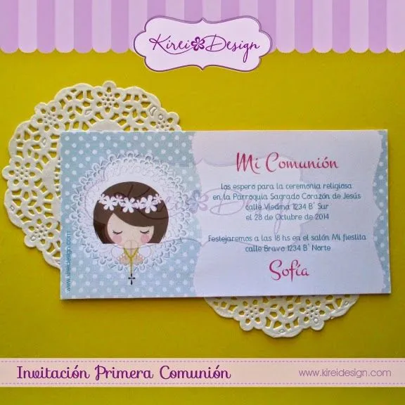 Invitaciones y Recordatorios de Primera Comunión | KIREIDESIGN Invitaciones y Recordatorios de Primera Comunión | KIREIDESIGN