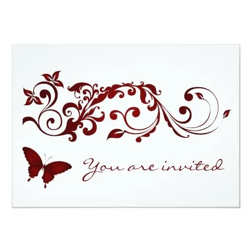 Invitaciones rojas del boda de la mariposa invitación 5" x 7" | Zazzle Invitaciones rojas del boda de la mariposa invitación 5" x 7" | Zazzle
