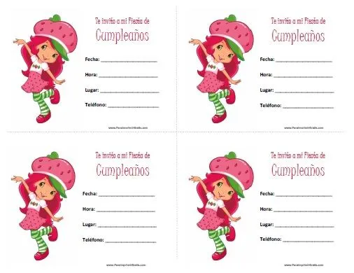 Invitaciones de Rosita Fresita - Para Imprimir Gratis ...